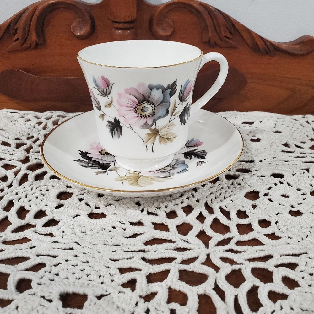 Floral Bone China Teacup and Saucer Set